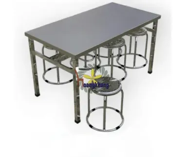 Bàn Ăn Công nghiệp 6 Ghế Đôn Kích Thước 1400 *750 *750mm