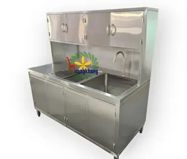 Chậu Rửa Kèm Thùng Đá Inox , Có Tủ Phía Trên