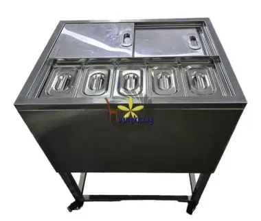 Thùng Đá Inox 201 Có Chân Kèm Khay Topping Kích Thước 650*500*800mm